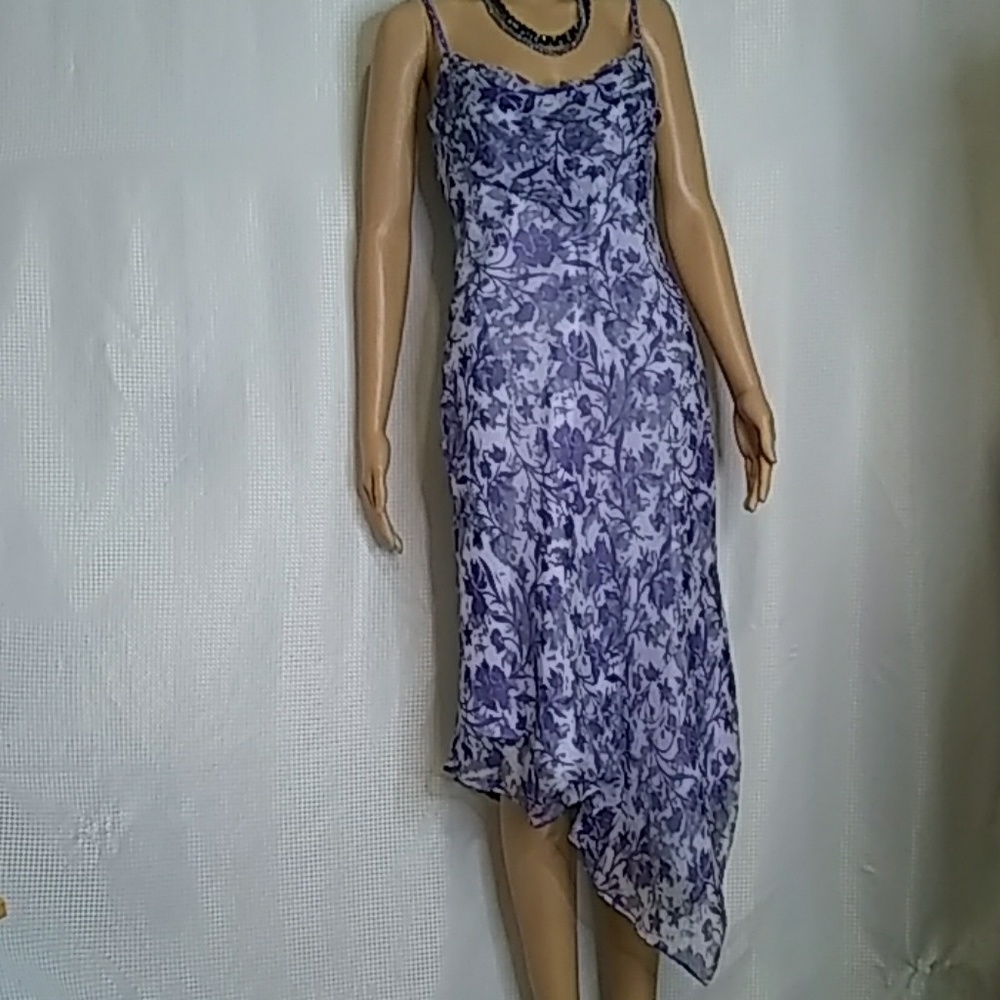 Laundry lavender floral silk asymmetrical dress